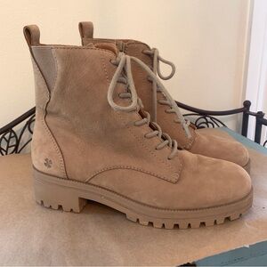 Lucky Brand Shoes Women’s Size 7 Beige Leather LK-HADDLEY Ankle Combat Boots